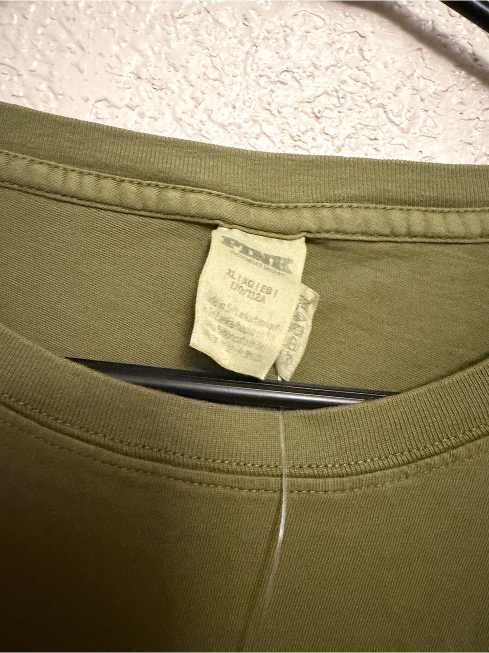 PINK Victoria's Secret Olive Green Campus Cotton Tee - Picture 3 of 4